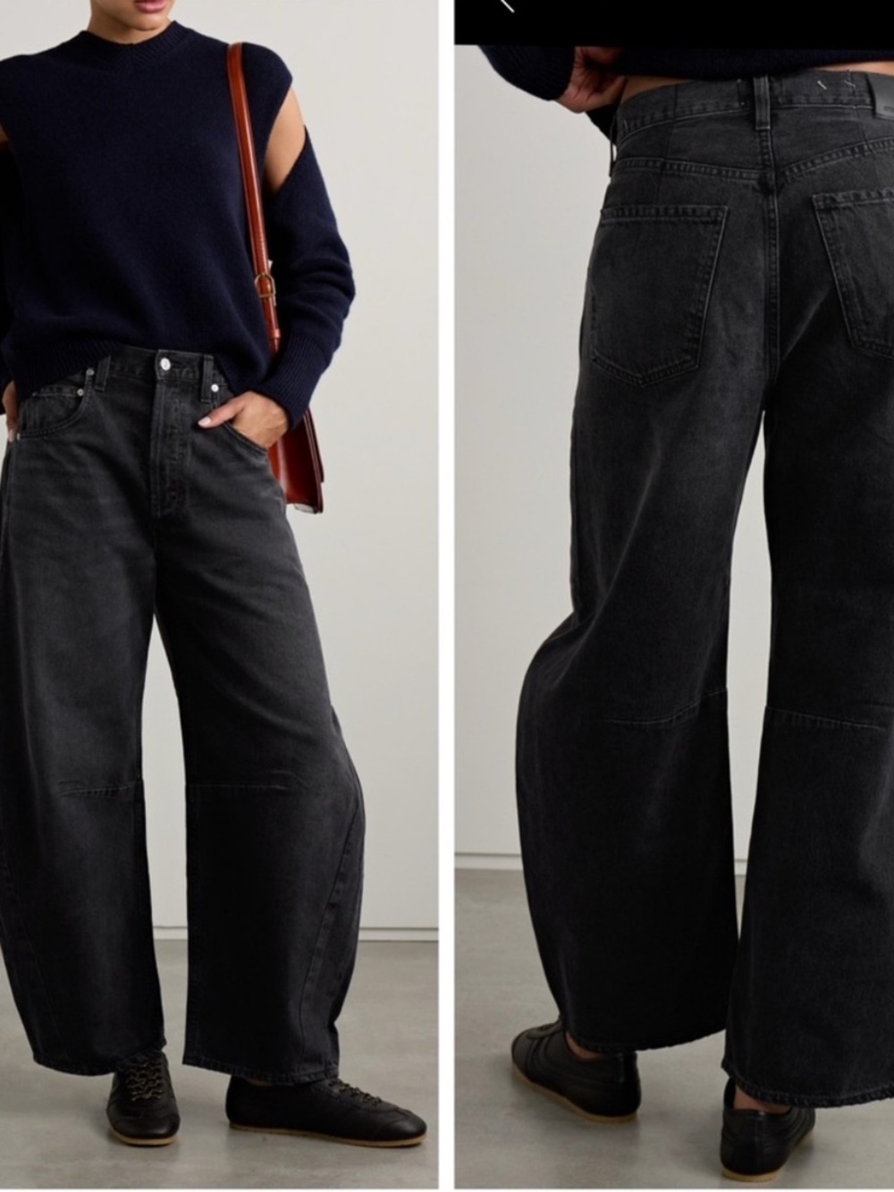 Citizens Of Humanity Jeans Horseshoe Barrel Leg Wide Leg in Andreas Black